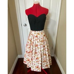 Vintage 1950’s Dutch flower market novelty pleated print skirt.
